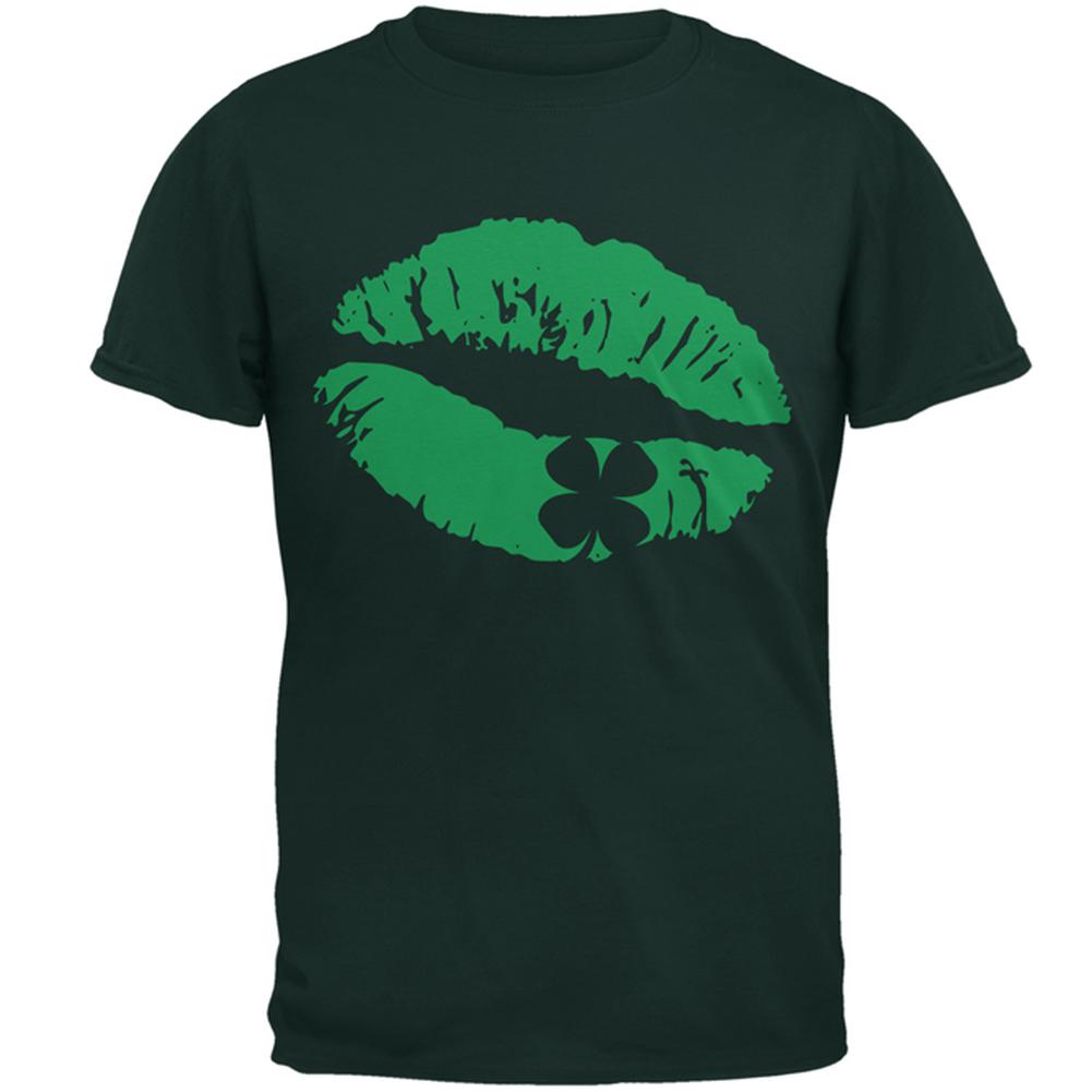 St Patrick's Day Kiss the Blarney Stone Mens T Shirt Men's T-Shirts Old Glory 2XL Forest Green 