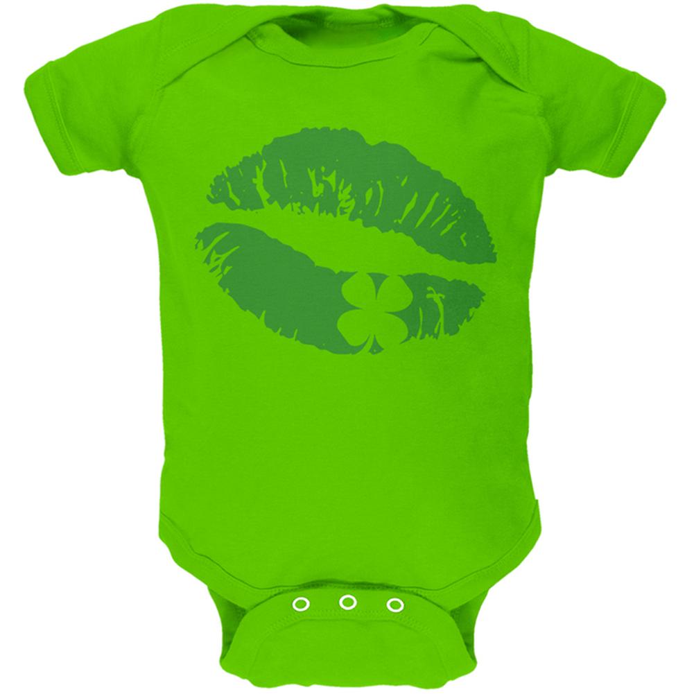 St Patrick's Day Kiss the Blarney Stone Soft Baby One Piece Baby One Piece Old Glory 0-3M Apple 