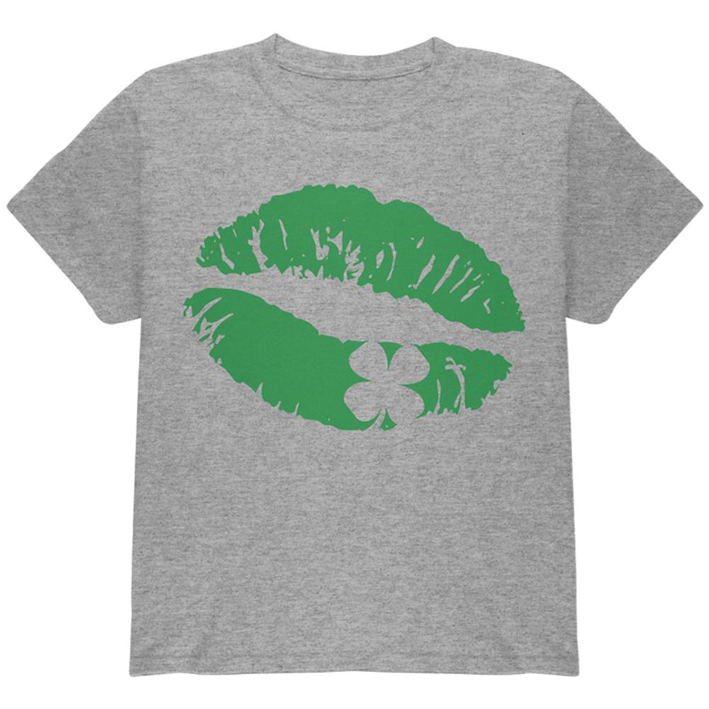 St Patrick's Day Kiss the Blarney Stone Youth T Shirt Youth T-Shirts Old Glory LG Heather 