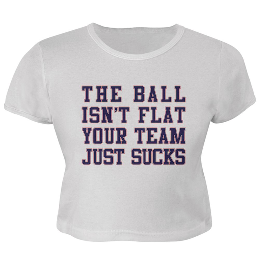 Deflategate Your Team Sucks Juniors Crop Top T-Shirt Juniors Crop T-Shirts Old Glory LG White 