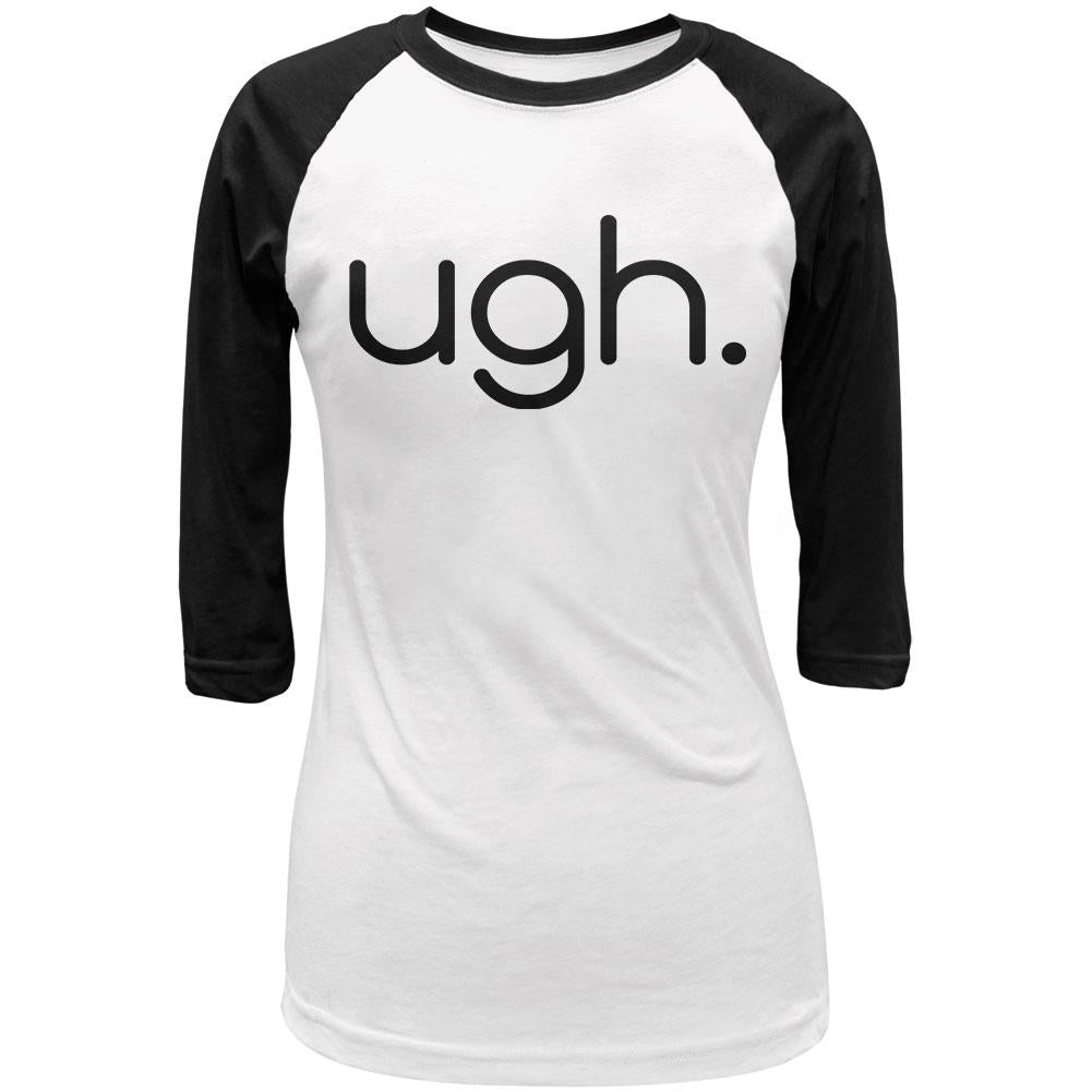 Funny Ugh Expression Juniors 3/4 Sleeve Raglan T Shirt Juniors T-Shirts Old Glory LG White-Black 