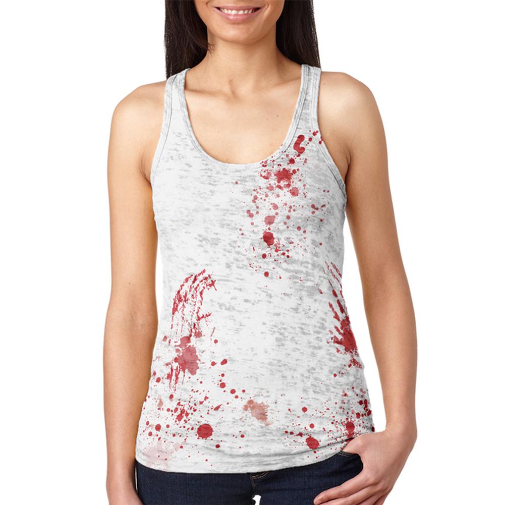 Halloween Blood Splatter Zombie Attack Survivor Juniors Burnout Racerback Tank Top Juniors Tank Tops Old Glory 2XL Multi 