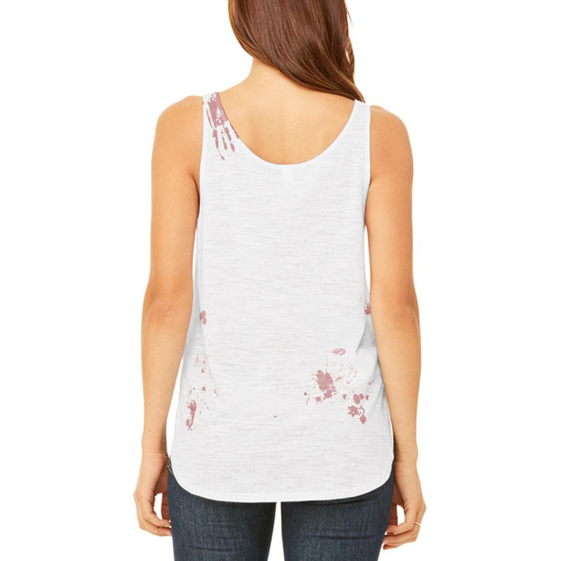 Halloween Blood Splatter Zombie Attack Survivor Juniors Flowy Side Slit Tank Top Juniors Tank Tops Old Glory   