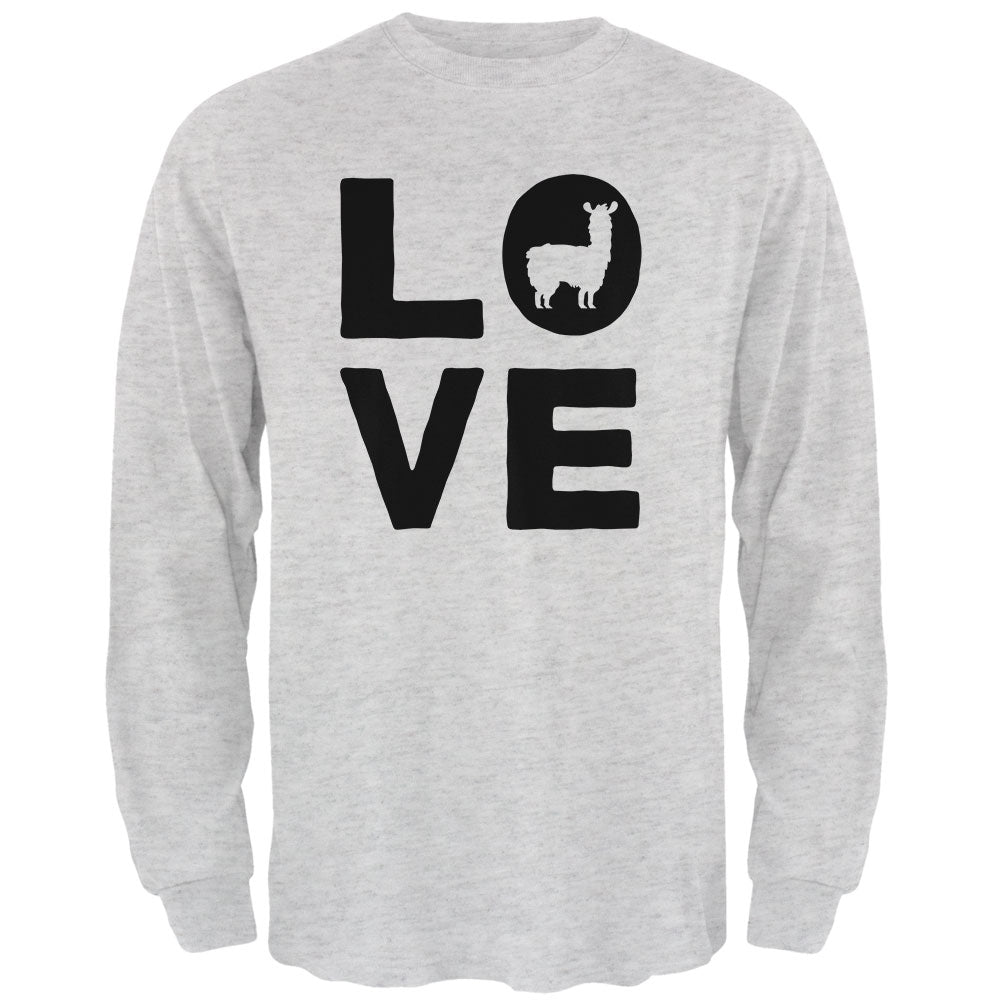 Llama Love Series Mens Long Sleeve T Shirt Men's Long Sleeves Old Glory 2XL Light Heather Grey 