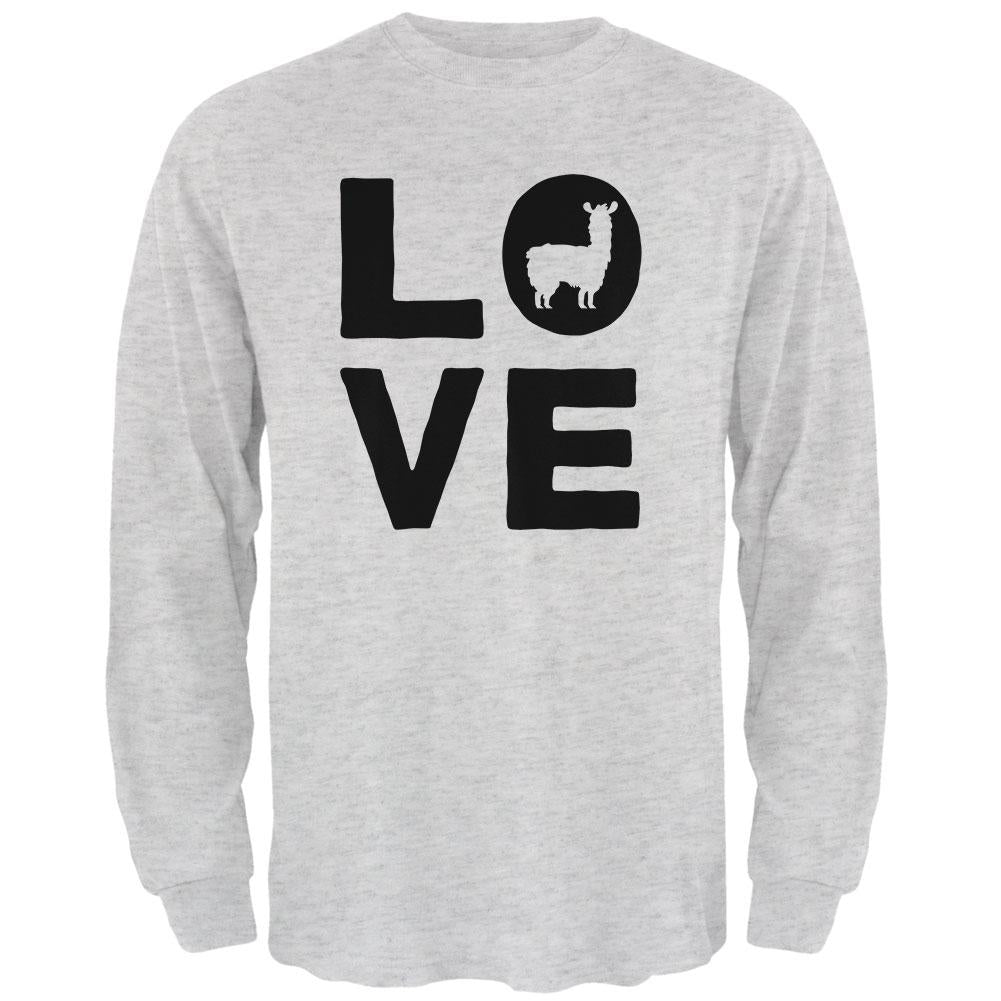 Llama Love Series Mens Long Sleeve T Shirt Men's Long Sleeves Old Glory SM Light Heather Grey 