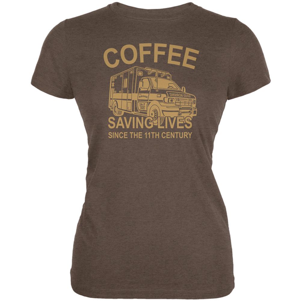 Coffee Ambulance Saving Lives Juniors Soft T Shirt Juniors T-Shirts Old Glory 2XL Brown 