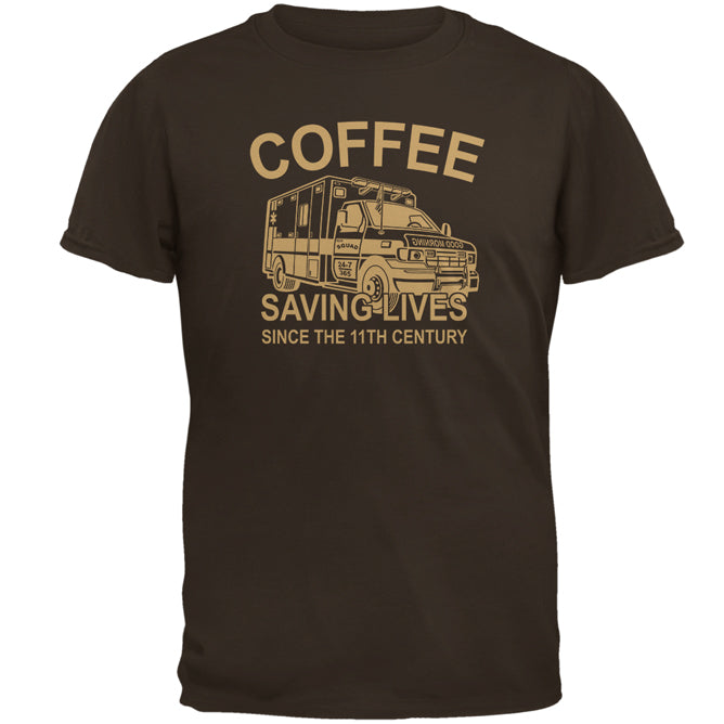 Coffee Ambulance Saving Lives Mens T Shirt Men's T-Shirts Old Glory 2XL Brown 