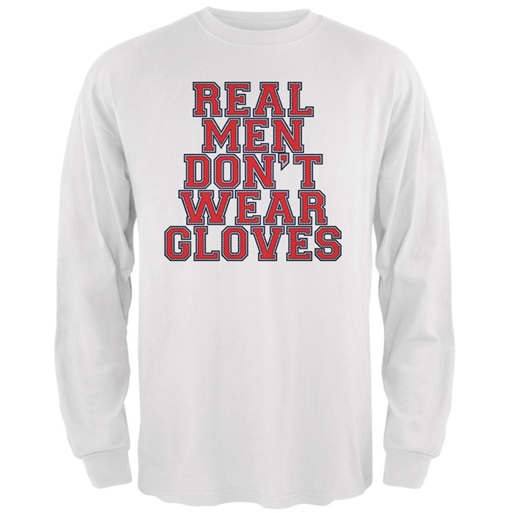 Glove Gate Real Men Don't Wear Gloves Mens Long Sleeve T Shirt Men's Long Sleeves Old Glory 2XL White 