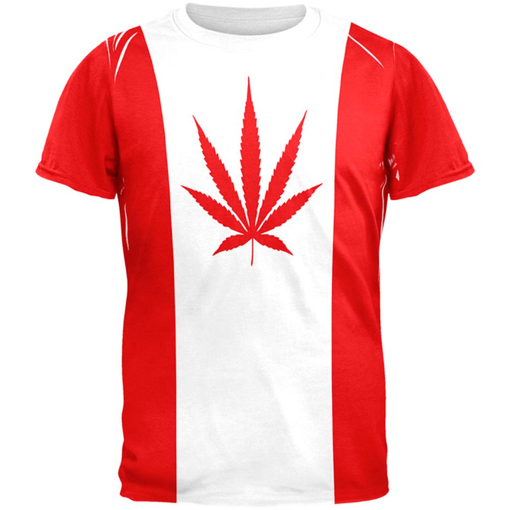 Canada Flag Pot Leaf Marijuana All Over Mens T Shirt Men's T-Shirts Old Glory 2XL Multi 