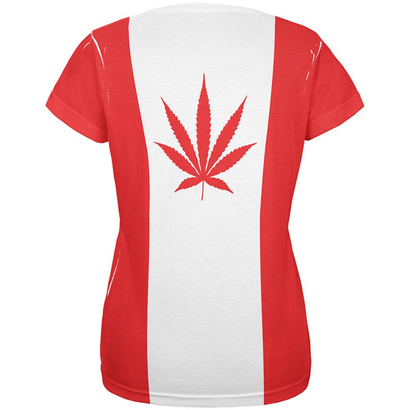 Canada Flag Pot Leaf Marijuana All Over Womens T Shirt Women's T-Shirts Old Glory   