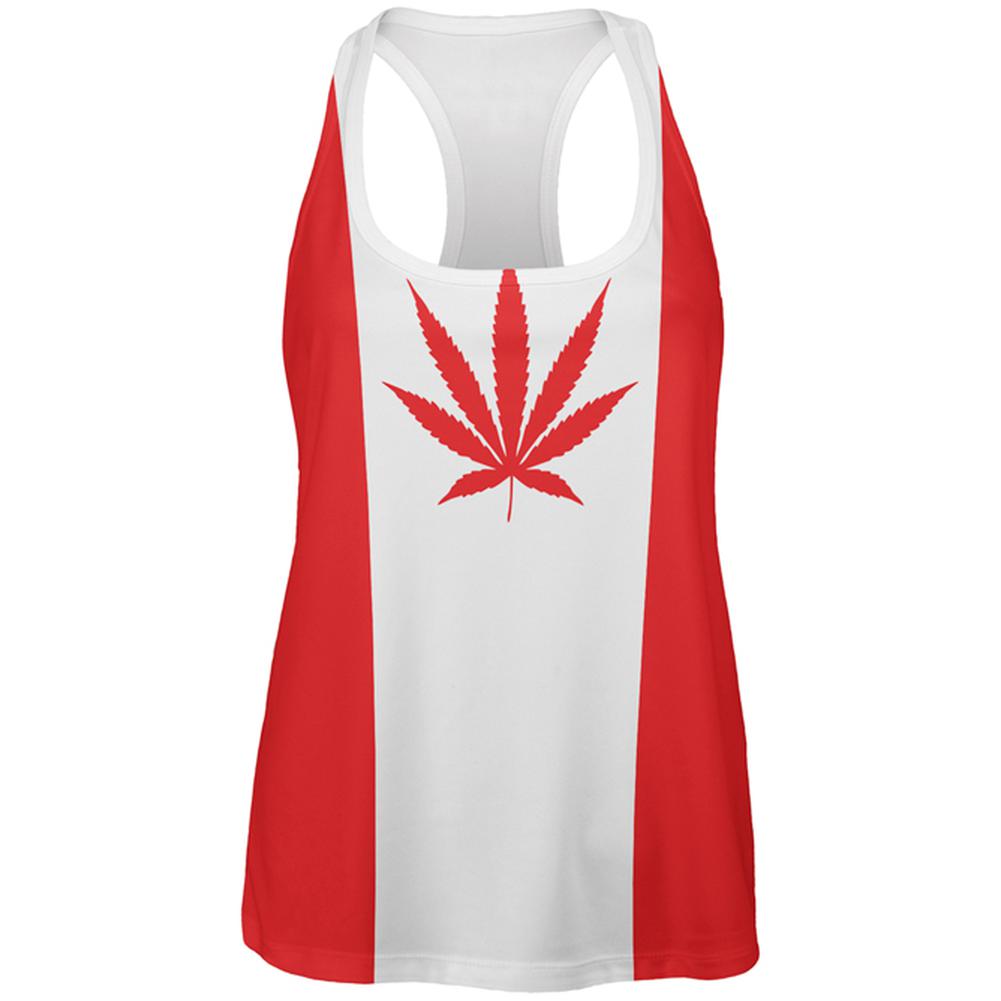 Canada Flag Pot Leaf Marijuana All Over Womens Work Out Tank Top Women's Tank Tops Old Glory 2XL Multi 