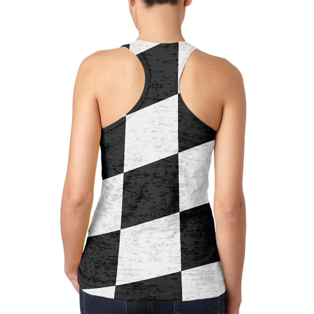 Finish Line Checkered Flag Wave Juniors Burnout Racerback Tank Top Juniors Tank Tops Old Glory   