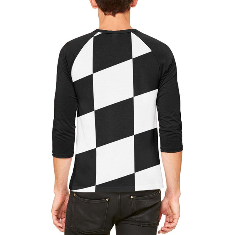 Finish Line Checkered Flag Wave Mens Raglan T Shirt Men's T-Shirts Old Glory   