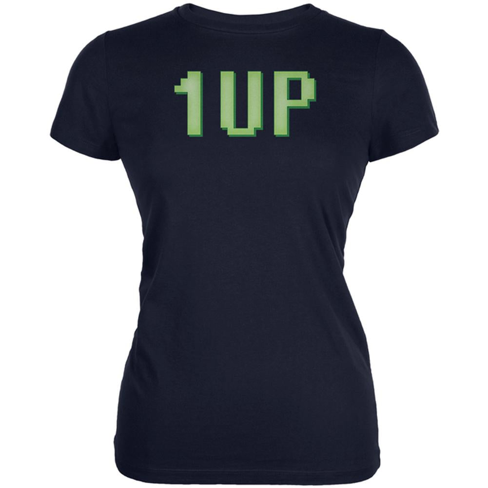 Gamer Geek Birthday 1 Up Extra Life Juniors Soft T Shirt Juniors T-Shirts Old Glory 2XL Navy 