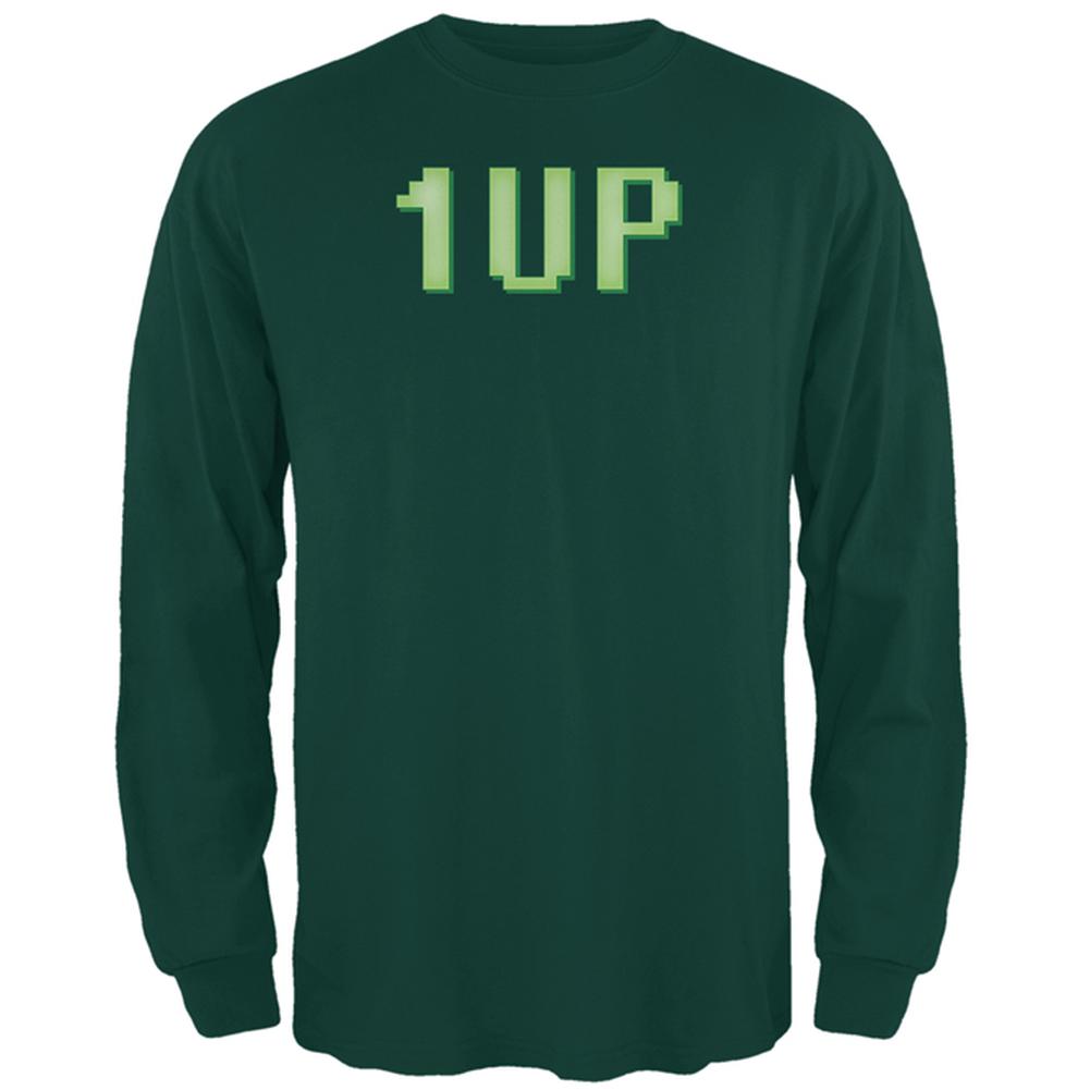 Gamer Geek Birthday 1 Up Extra Life Mens Long Sleeve T Shirt Men's Long Sleeves Old Glory 2XL Forest Green 