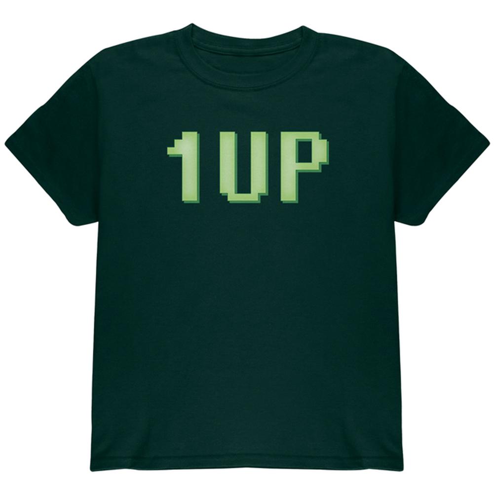 Gamer Geek Birthday 1 Up Extra Life Youth T Shirt Youth T-Shirts Old Glory LG Forest Green 