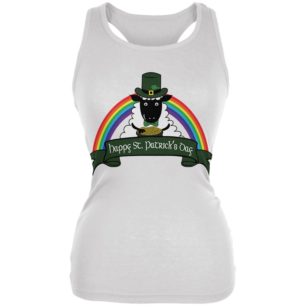 St. Patrick's Day Irish Sheep Leprechaun Gold Luck Juniors Soft Tank Top Juniors Tank Tops Old Glory 2XL White 