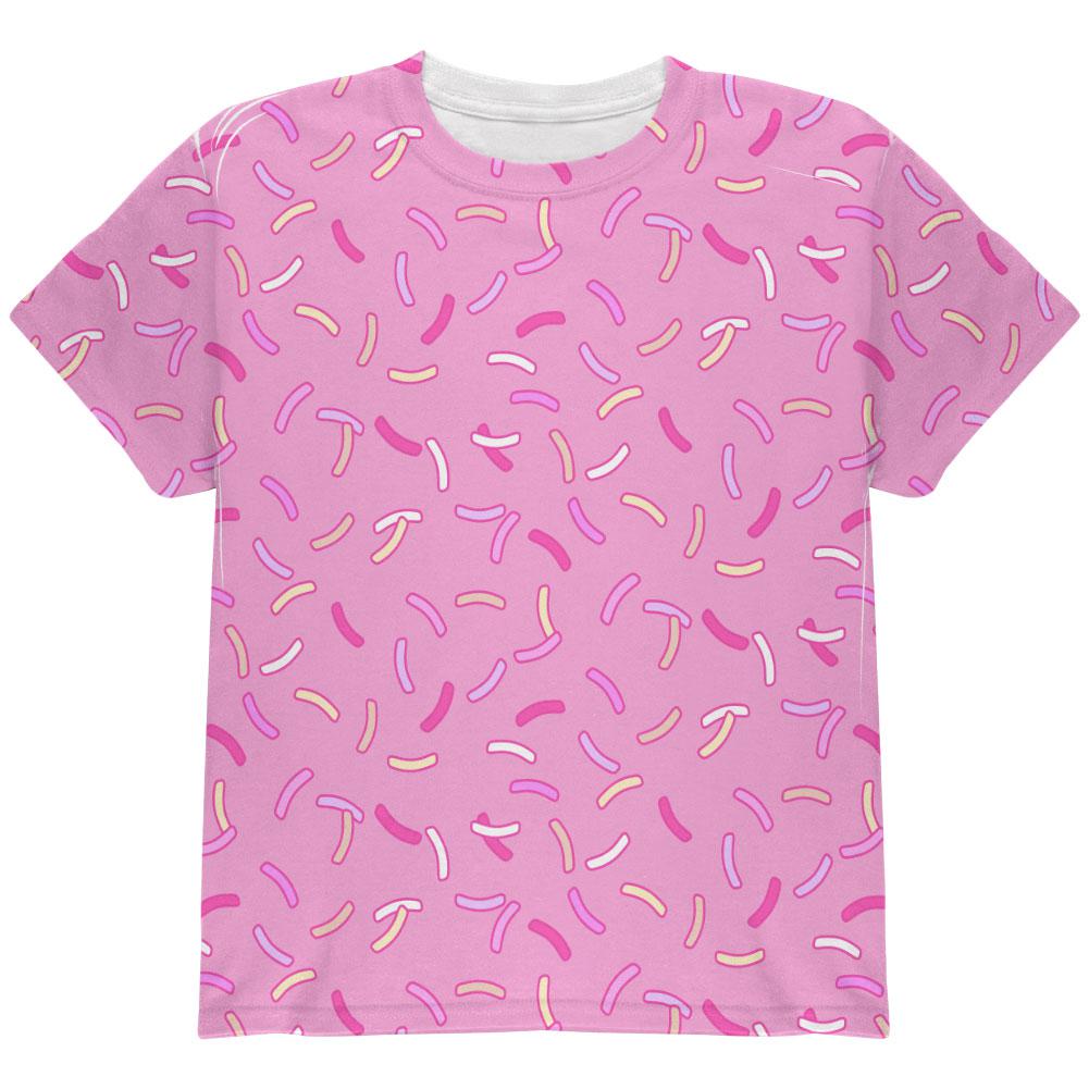 Pastel Strawberry Sprinkles All Over Youth T Shirt Youth T-Shirts Old Glory LG Light Pink 