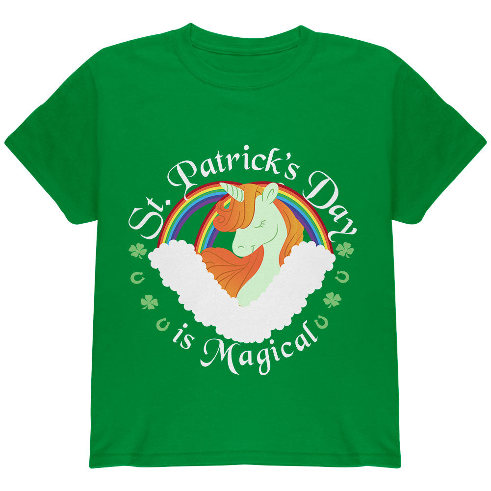 St. Patrick's Day Magical Unicorn Horseshoe Ginger Youth T Shirt Youth T-Shirts Old Glory YLG Irish Green 