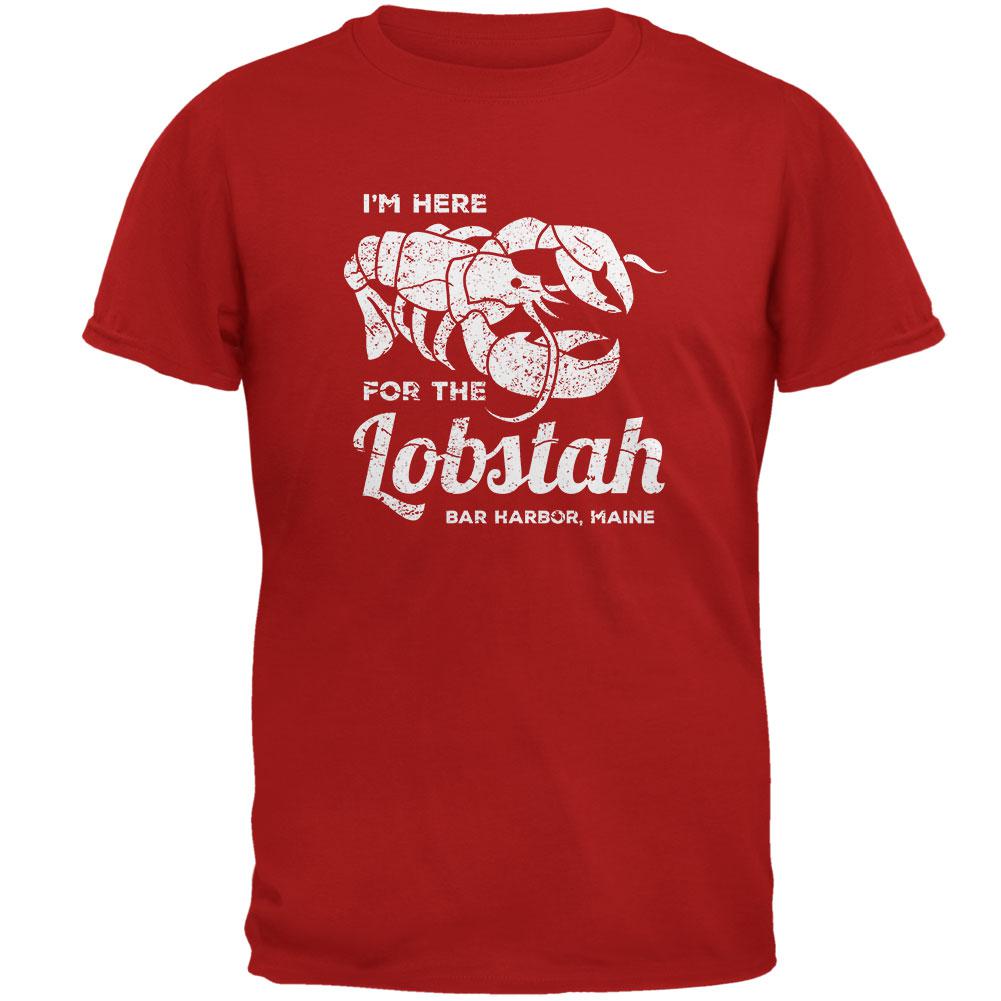 Here for the Lobstah Lobster Distress - Bar Harbor Maine Mens Soft T Shirt Men's T-Shirts Old Glory 2XL Red 