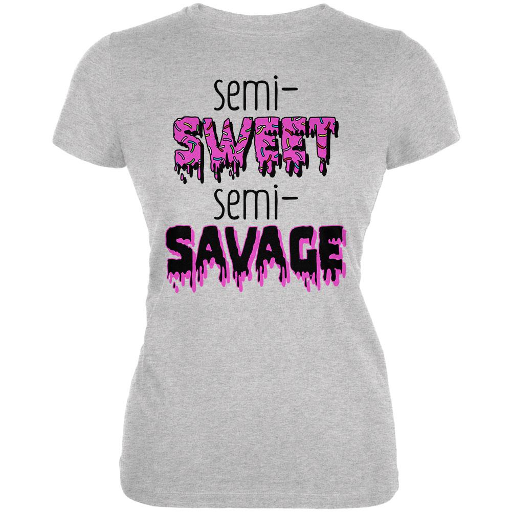 Semi-Sweet Semi-Savage Sprinkles Juniors Soft T Shirt Juniors T-Shirts Old Glory 2XL Heather 