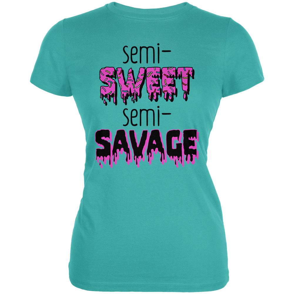 Semi-Sweet Semi-Savage Sprinkles Juniors Soft T Shirt Juniors T-Shirts Old Glory LG Teal 