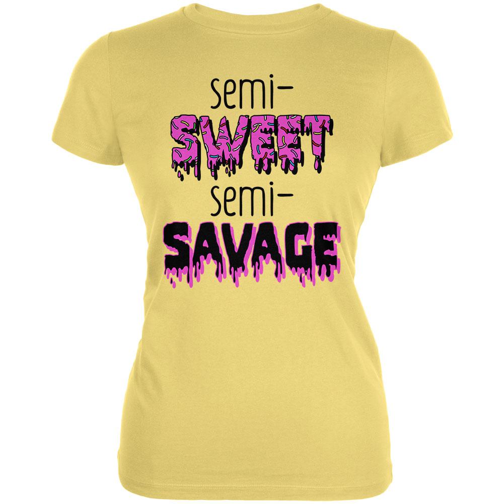 Semi-Sweet Semi-Savage Sprinkles Juniors Soft T Shirt Juniors T-Shirts Old Glory LG Yellow 