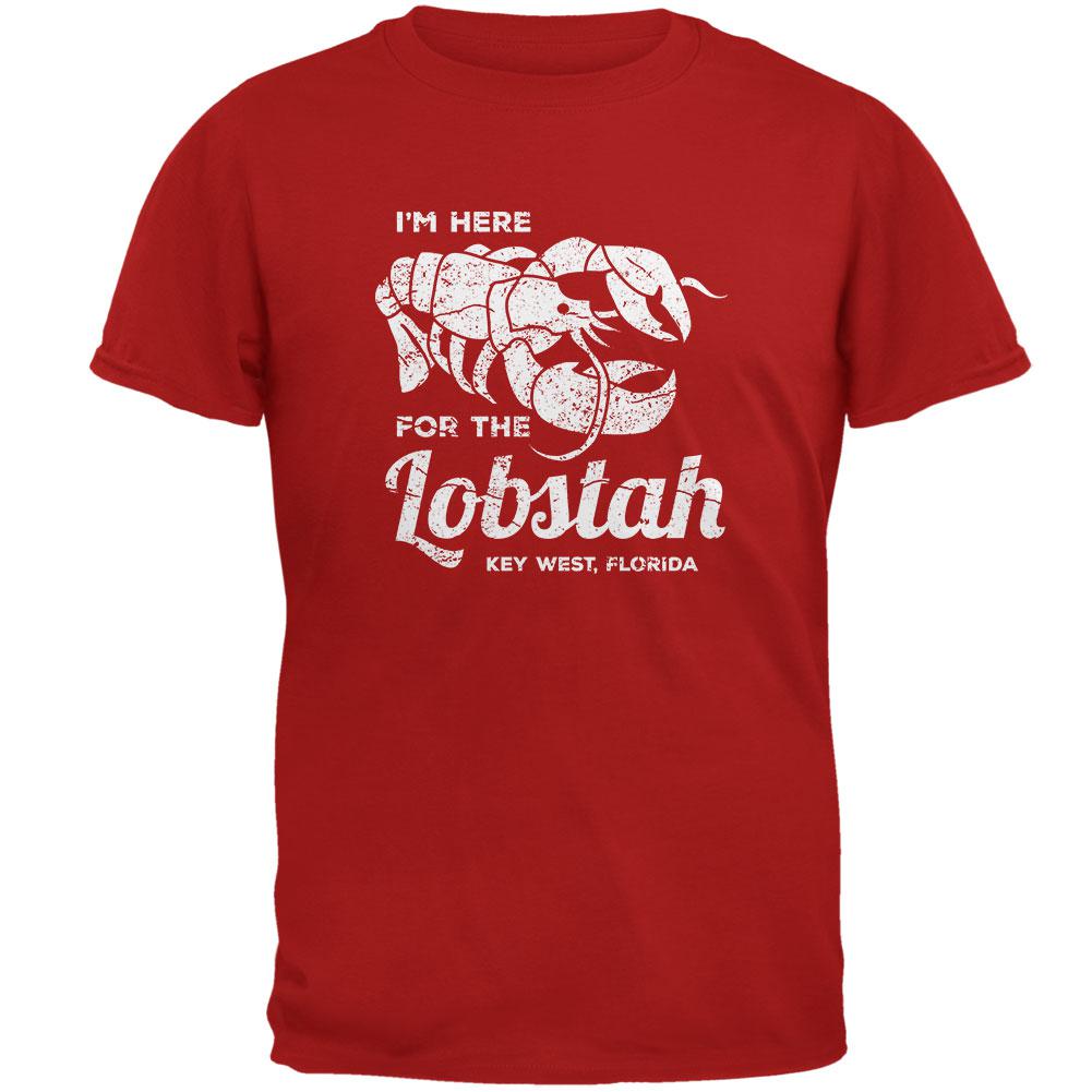 Here for the Lobstah Lobster Distress - Key West FL Mens Soft T Shirt Men's T-Shirts Old Glory 2XL Red 