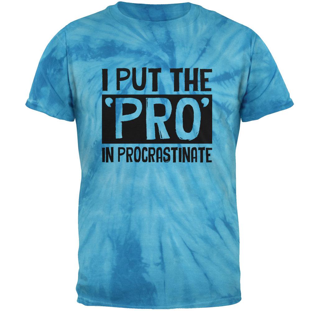 I Put the Pro in Procrastinate Mens T Shirt Men's T-Shirts Old Glory 2XL Pinwheel Blue Tie Dye 