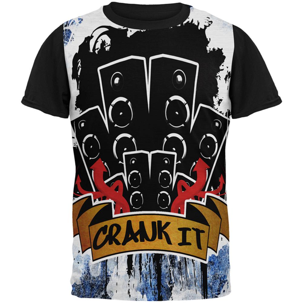 DJ Crank it to Eleven 11 Super Bass Speakers All Over Mens Black Back T Shirt Men's T-Shirts Old Glory 2XL Multi 