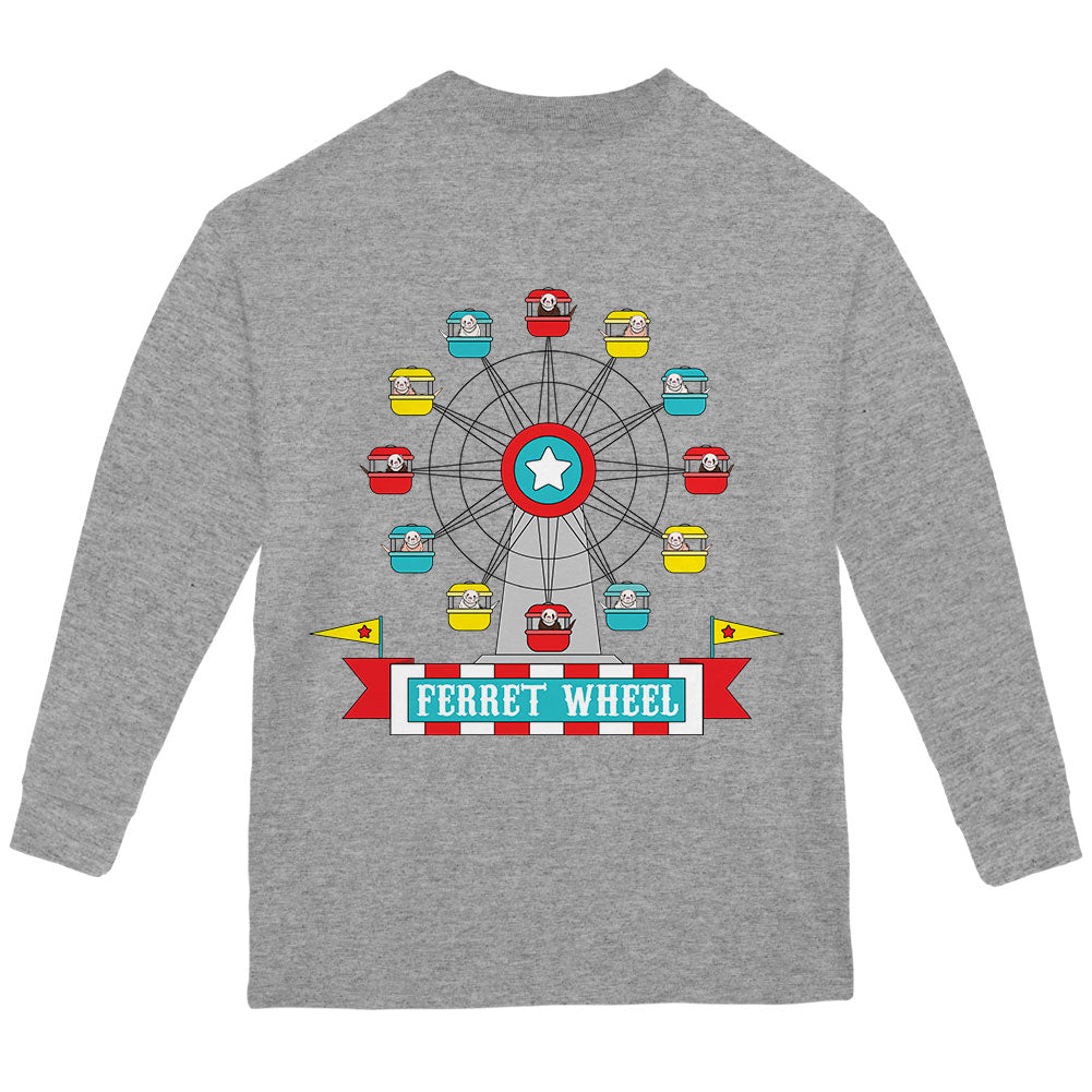 Ferris Wheel Ferret Pun Youth Long Sleeve T Shirt Youth Long Sleeves Old Glory YLG Storm Grey 