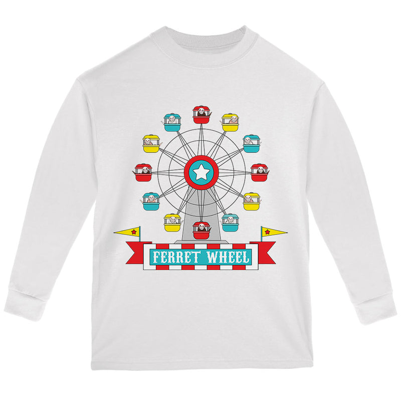 Ferris Wheel Ferret Pun Youth Long Sleeve T Shirt Youth Long Sleeves Old Glory YLG White 