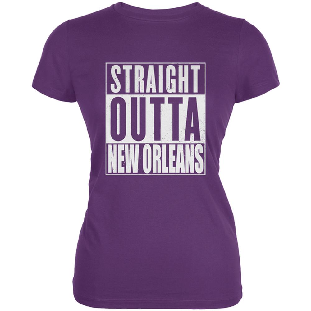 Straight Outta New Orleans Juniors Soft T Shirt Juniors T-Shirts Old Glory LG Plum 