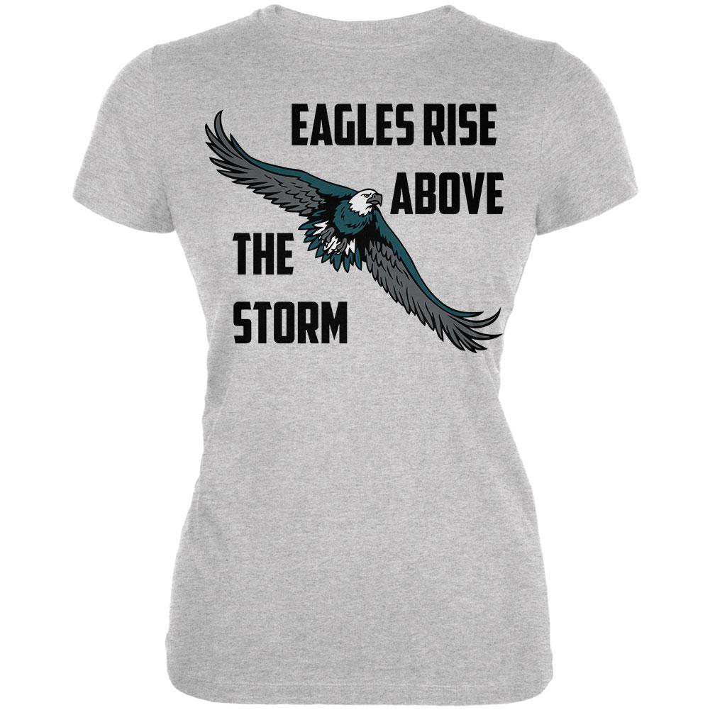 Eagles Rise Above The Storm Juniors Soft T Shirt Juniors T-Shirts Old Glory 2XL Heather 