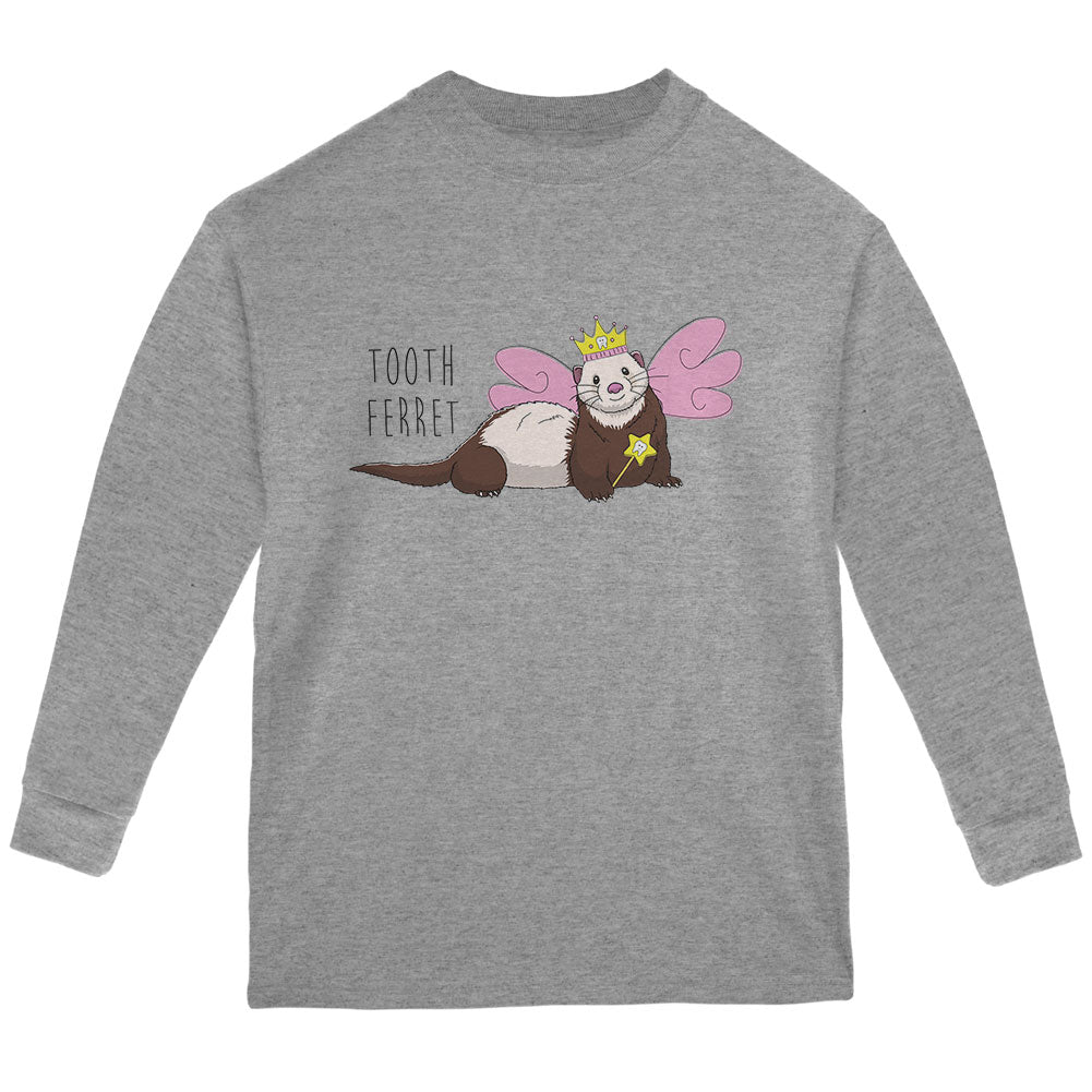 Tooth Fairy Ferret Pun Youth Long Sleeve T Shirt Youth Long Sleeves Old Glory YLG Storm Grey 