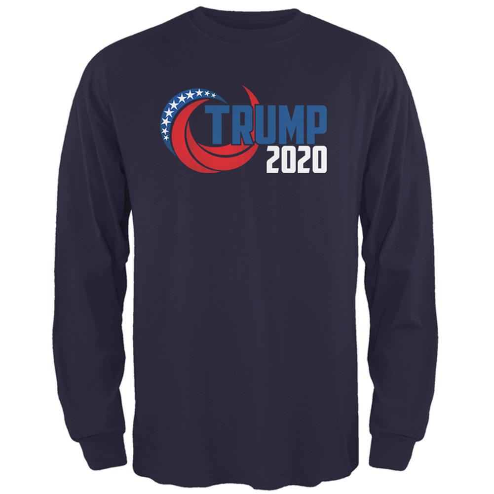 Election Re-Elect Donald Trump 2020 Swoosh Mens Long Sleeve T Shirt Men's Long Sleeves Old Glory SM Navy 