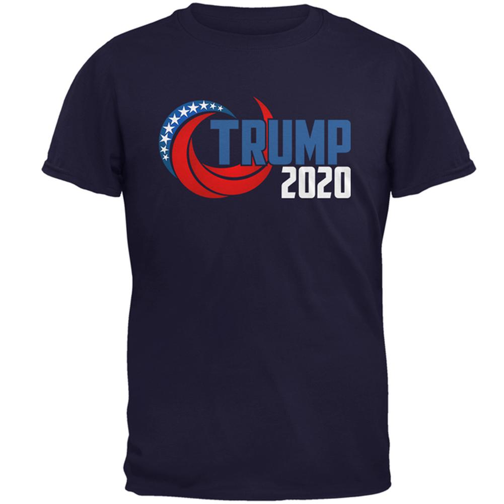 Election Re-Elect Donald Trump 2020 Swoosh Mens T Shirt Men's T-Shirts Old Glory SM Navy 