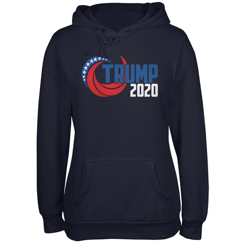 Election Re-Elect Donald Trump 2020 Swoosh Juniors Soft Hoodie Juniors Hoodies Old Glory SM Navy