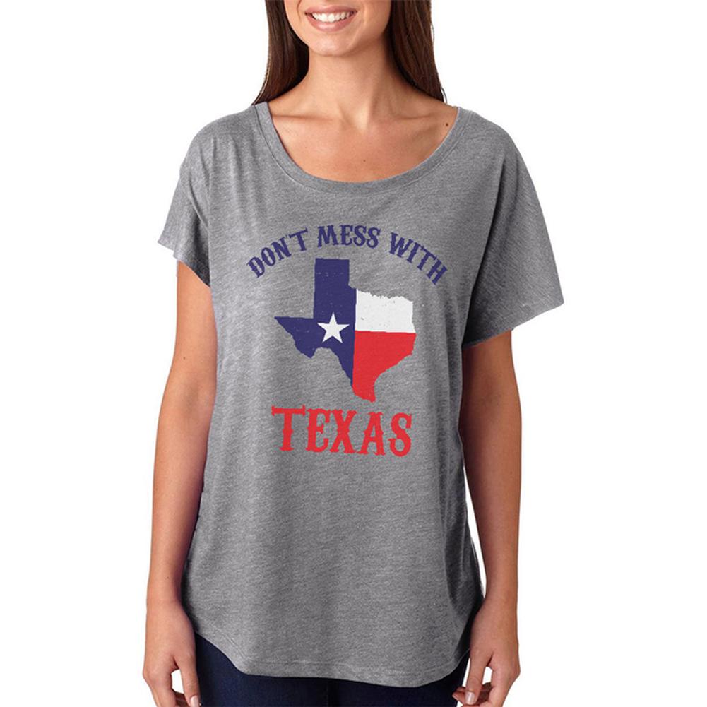 Don't Mess With Texas Juniors Dolman T Shirt Juniors T-Shirts Old Glory 2XL Heather 