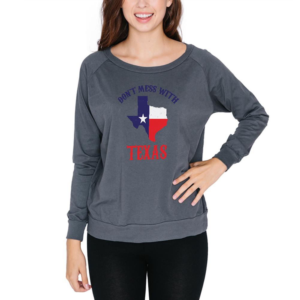 Don't Mess With Texas Juniors Long Sleeve Slouch Top Juniors Long Sleeves Old Glory 2XL Grey 