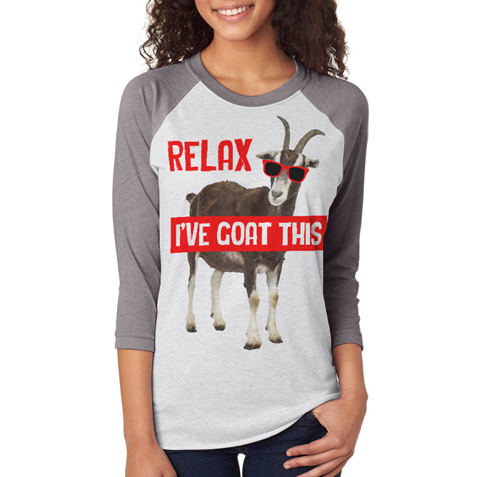 Relax I've Goat Got This Unisex Raglan T Shirt Men's T-Shirts Old Glory 2XL White 