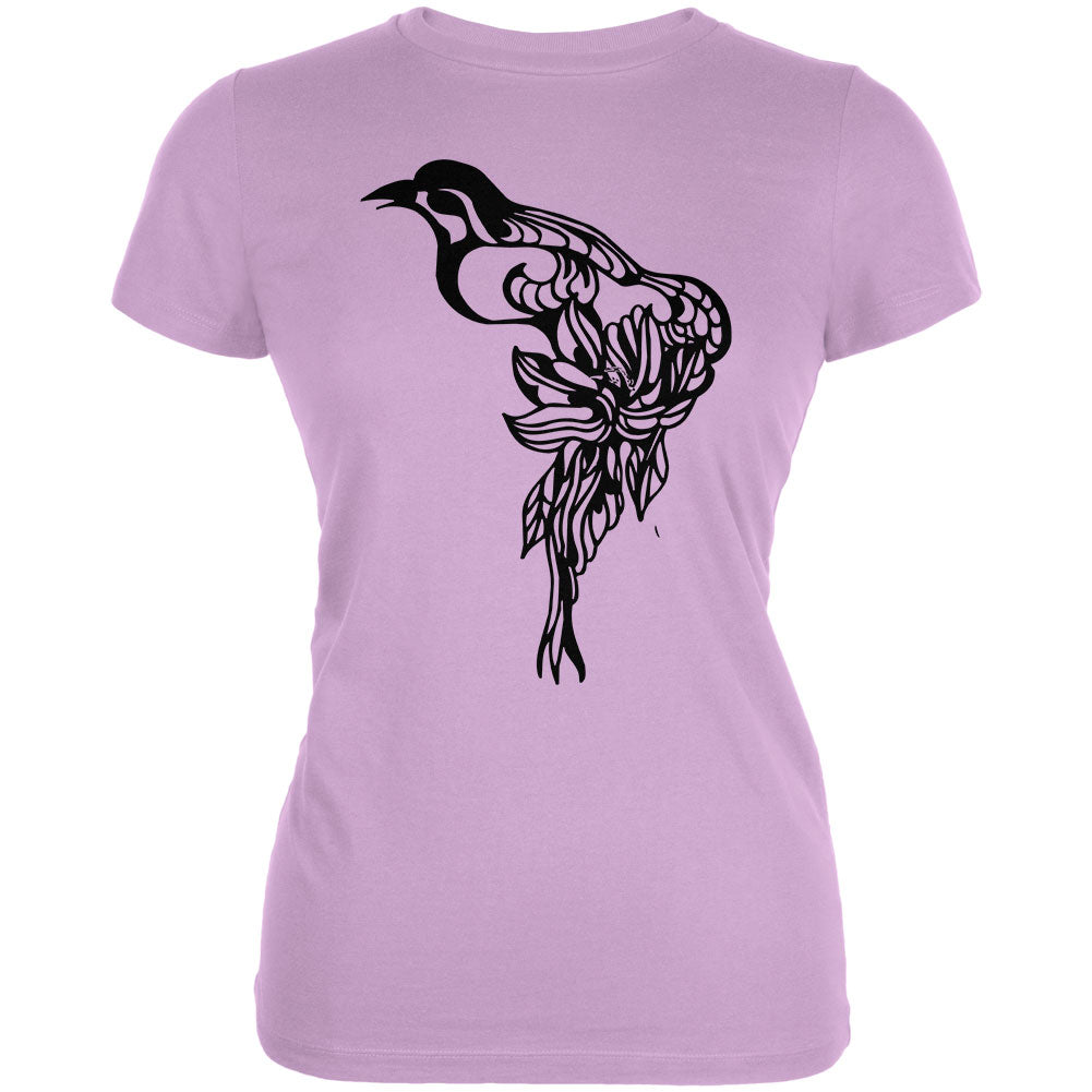 Spring Bird Pretty Line Art Juniors Soft T Shirt Junior's T-Shirts Old Glory LG Lilac 