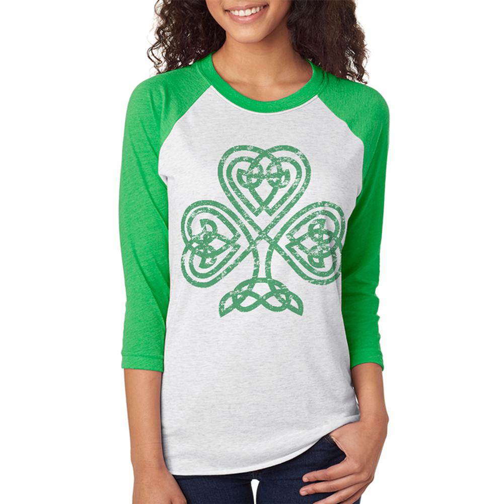 St. Patricks Day Shamrock Knot Unisex Raglan T Shirt Men's T-Shirts Old Glory 2XL Irish Green 