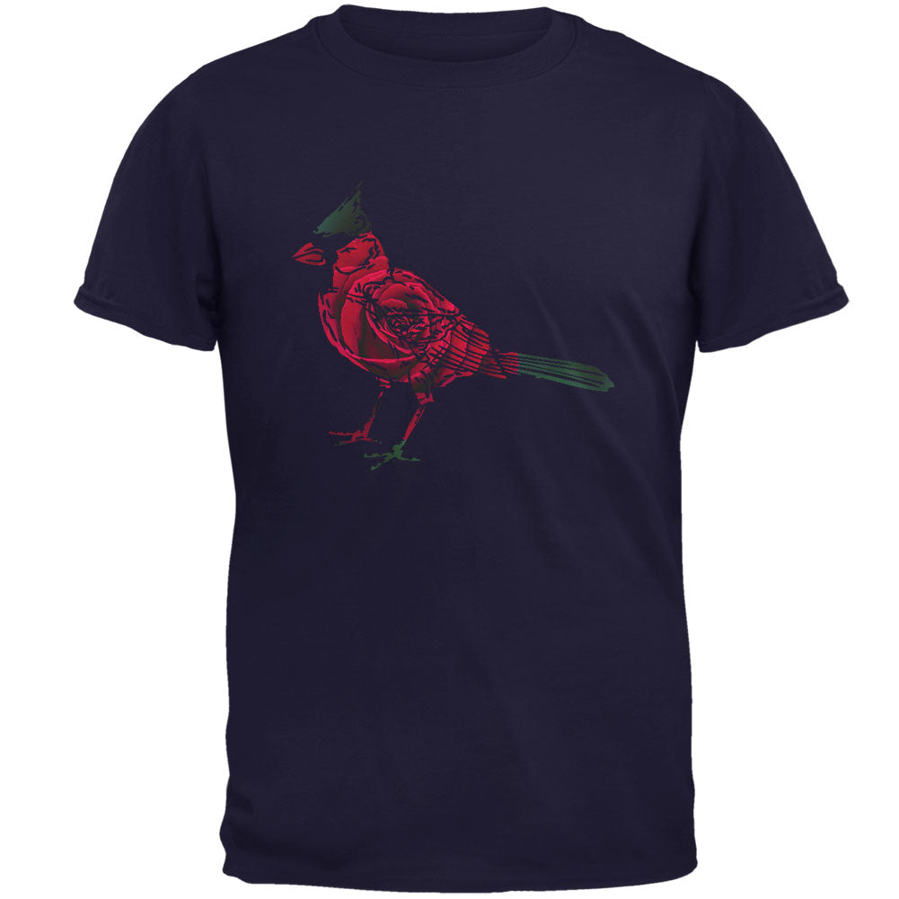 Spring Flower Cardinal Bird Roses Mens T Shirt Men's T-Shirts Old Glory 2XL Navy 