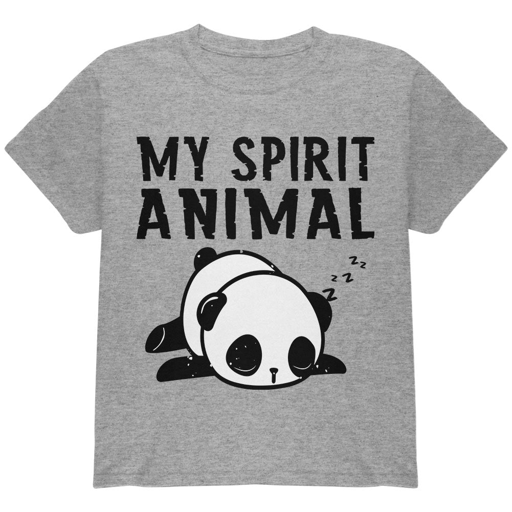 My Spirit Animal Tired Panda Cute Youth T Shirt Youth T-Shirts Old Glory YLG Heather 