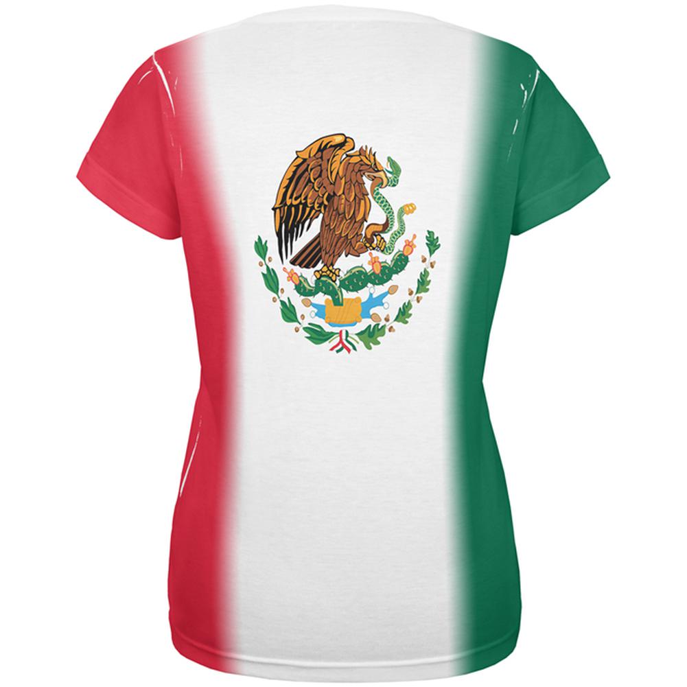 Cinco De Mayo Mexican Flag All Over Womens T Shirt Women's T-Shirts Old Glory   