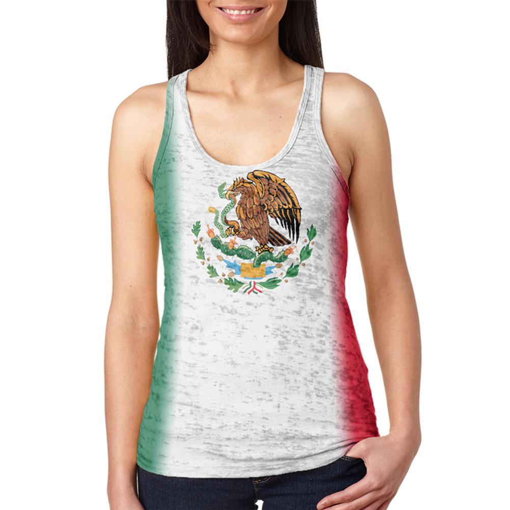 Cinco De Mayo Mexican Flag Juniors Burnout Racerback Tank Top Juniors Tank Tops Old Glory 2XL Multi 