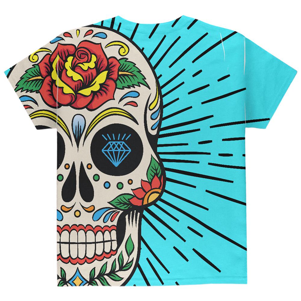 Sugar Skull All Over Youth T Shirt Youth T-Shirts Old Glory   