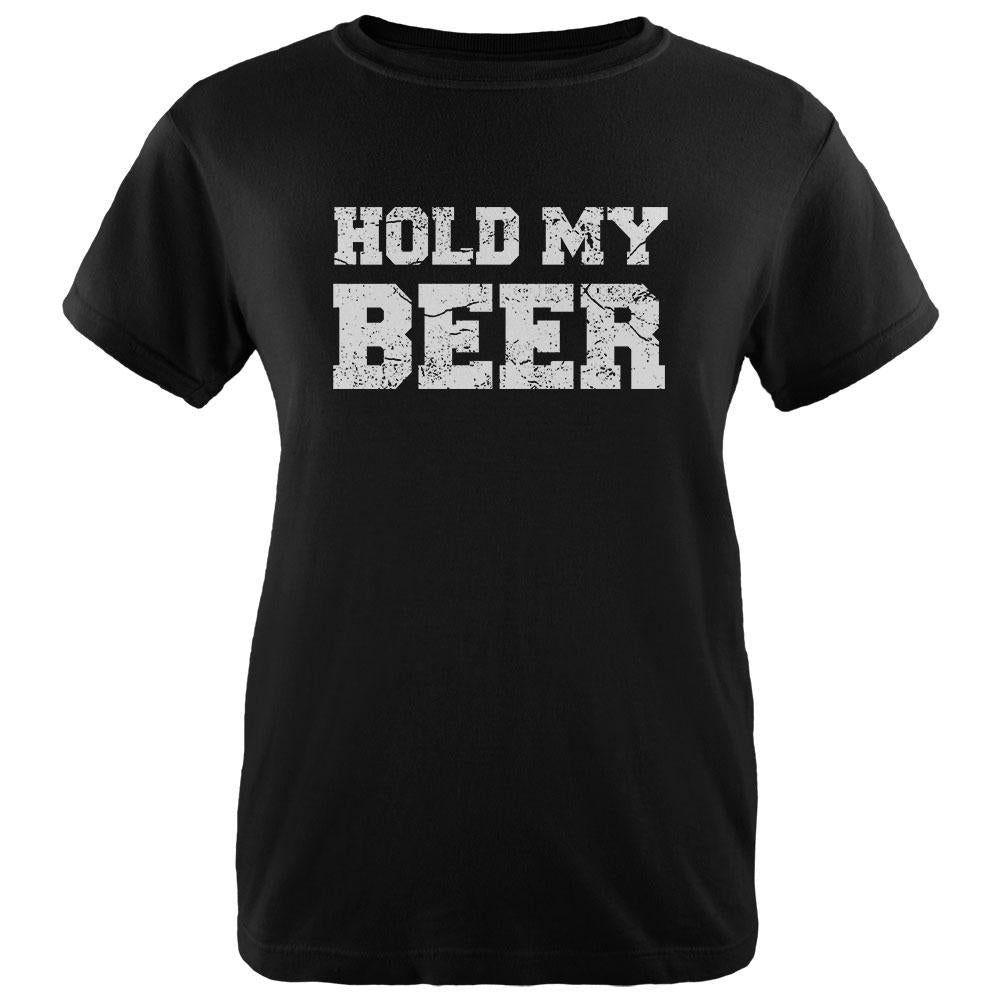 Hold my Beer Womens Organic T Shirt Women's T-Shirts Old Glory LG Black 