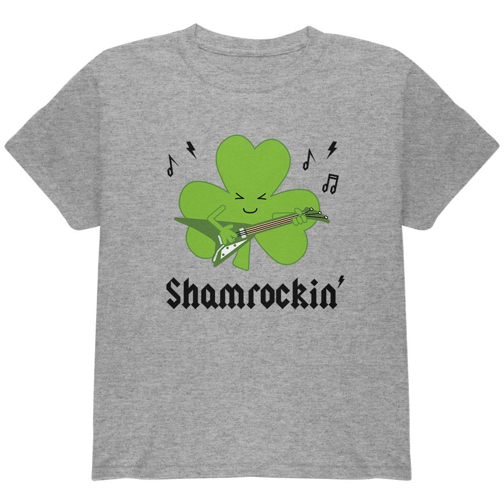 St. Patrick's Day Shamrock Guitar Shamrockin' Youth T Shirt Youth T-Shirts Old Glory LG Heather 